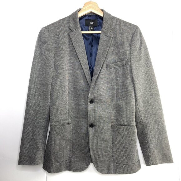 H&M Mens Gray Blazer Jacket US 34R/EU 44 Preppy Academia Business Quite Luxury - Picture 1 of 7